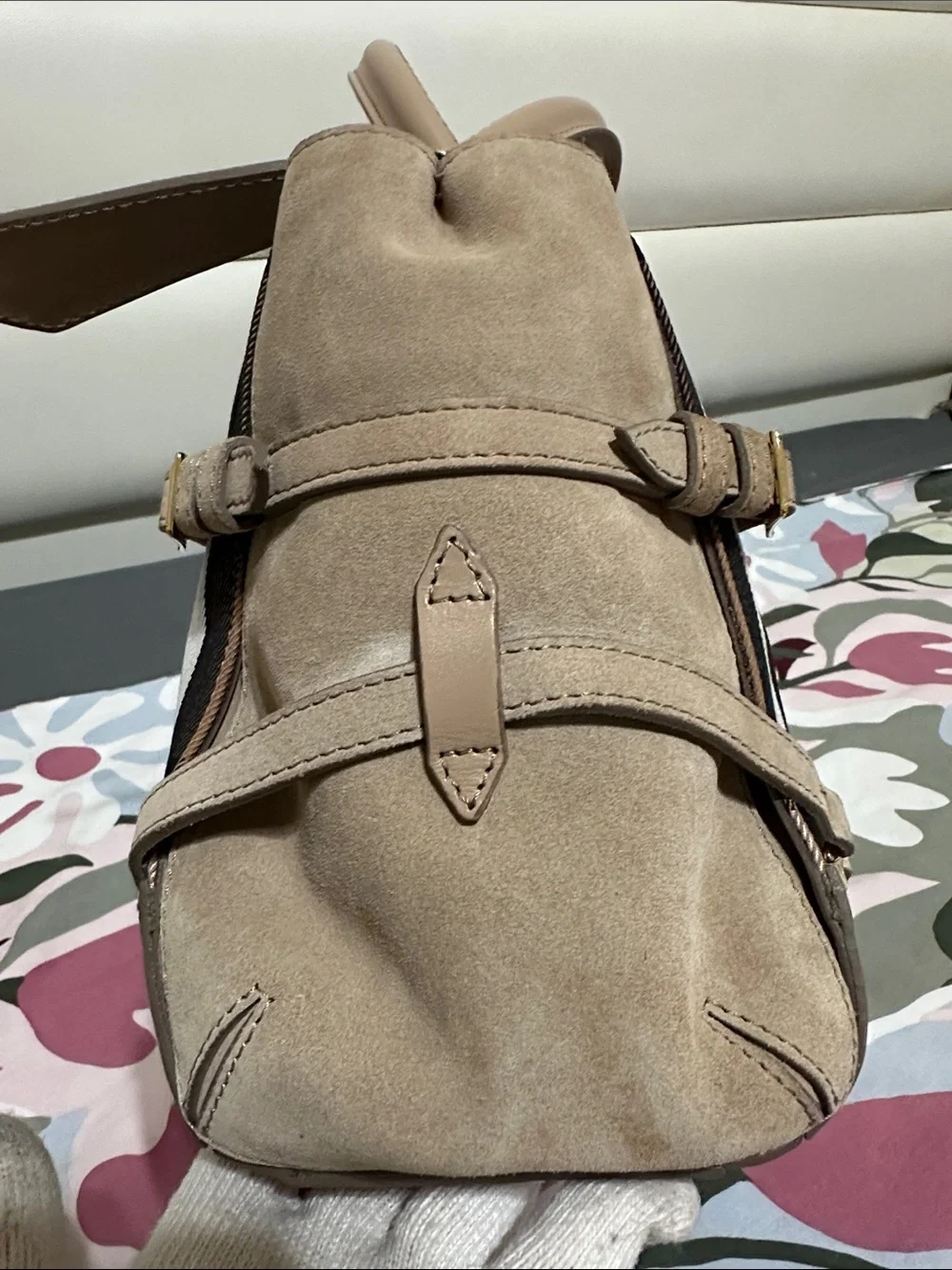 Burberry Beige/Tan Check Handbag with Gold Hardware